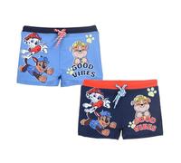 PAW PATROL Badeshorts Jungen, 2 Paar Boxer Badeshorts, Chase Marshall und Rubble Badehose für Jungen, Größe 8 Jahre | Blau