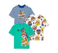 PAW PATROL Boys T-Shirts 3er Pack | Kleinkind Kinder Trümmerjagd Marshall Rescue Welpen | Blau Grün Weiß Top | TV-Show Geschenke