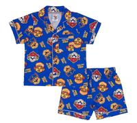 PAW PATROL, Chase Marshall Rubble, 100% Baumwolle, mit Knöpfen Kurzarm Schlafanzüge, Blue, 3-4 Jahre: 104cm, Blau
