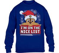 PAW PATROL Chase Ugly Christmas I'm On The Nice List Kinder Pullover Sweatshirt 116 Blau