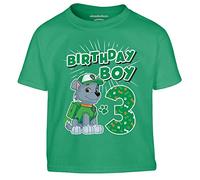 PAW PATROL - Geburtstag 3 Jahre Rocky Birthday Boy Kinder Jungen T-Shirt 116 Grün