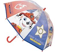Paw Patrol Hand-Regenschirm Poe Bulle - transparenter Kinderschirm mit Paw Patrol Motiv, sichere manuelle Öffnung und Kuppel Vollschutz für Kinder Chase und Skye, Paw Fans, Paw Patrol, T45C:45 CM