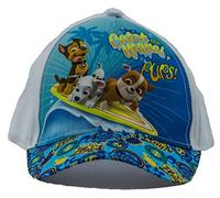 PAW PATROL Hunde Chase, Marshall und Rubble Catch The Waves Pups Kappe, Baseball Cap, Schirmmütze für Kinder, Mädchen und Jungen, aus 100% Baumwolle, mit Klettverschluss (Weiß, 54)