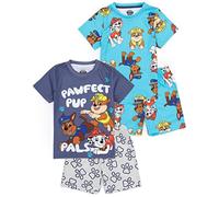 PAW PATROL Jungen 2er Pack Pyjama | Kinder Kleinkinder Blau Marshall Rubble Chase Rettung Welpen T-Shirt Shorts Set | TV-Serie Nachtwäsche Merchandise