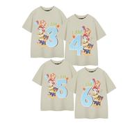 PAW PATROL Jungen Beige Kurzarm-T-Shirt | Geburtstagsalter-Grafik-T-Shirt für Kinder | Chase Marshall Rubble Skye Charaktere | Cartoon-Bekleidung für Kinder