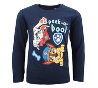 Paw Patrol Jungen Langarm-Shirt „Peek-a-Boo!“ - Offizielles Lizenzprodukt - 100 % Baumwolle - Größen 98-128 - Dunkel- und Hellblau, Farbe: Dunkelblau, Bekleidungsgröße: 122