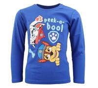 Paw Patrol Jungen Langarm-Shirt „Peek-a-Boo!“ - Offizielles Lizenzprodukt - 100 % Baumwolle - Größen 98-128 - Dunkel- und Hellblau, Farbe: Hellblau, Bekleidungsgröße: 122