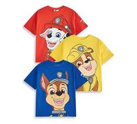 PAW PATROL Jungen T-Shirt Set | Kinder 3er Pack Kurzarm T-Shirts mit Großem Charakterdruck | Marshall Rubble Chase Cartoon Charaktere | Kinder Animierte TV-Serie Merchandise Geschenk