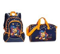Paw Patrol Kinder Jungen Mädchen Set aus Rucksack und Sporttasche mit tollem Chase Motiv, blau/orange