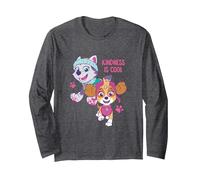 Paw Patrol Kindness is Cool with Skye and Everest Langarmshirt, Unisex für Erwachsene, Anthrazit Meliert, XL