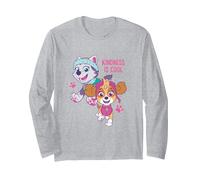 Paw Patrol Kindness is Cool with Skye and Everest Langarmshirt, Unisex für Erwachsene, Grau Meliert, XL