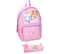 Paw Patrol Mädchen Rucksack mit Federmäppchen, Kinder Schulrucksack Tasche 2-teilig, rosa, 100% Polyester, 35 x 25 x 11 cm
