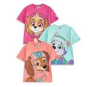 PAW PATROL Mädchen T-Shirt Set | Kinder 3er Pack Kurzarm T-Shirts mit Großem Charakterdruck | Skye Everest Liberty Cartoon Charaktere | Kinder Animierte TV-Serie Bekleidung Merchandise Geschenk