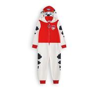 PAW PATROL Marshall Grenouillère Pour Garçons & Filles | Pyjama Tout-en-un Pour Enfants en Blanc & Rouge | Combinaison de Nuit Unisexe Avec Capuche Brodée et Oreilles 3D