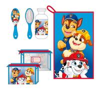 Paw Patrol Reise-Toiletten-Set für Kinder, transparent, mit Reißverschluss, Handtuch, Bürste und Flasche, Blau, Einheitsgröße, offizielles Lizenzprodukt für Urlaub und Geschenk