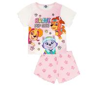 PAW PATROL Rosa Pyjama-Set für Mädchen | Brave Pup Club | Kurzarm-T-Shirt und Shorts-Pjs | Allover-Grafikdruck | Kuschelige Nachtwäsche kleinen Fan