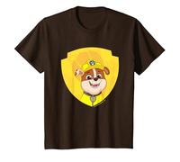 PAW Patrol Rubble Big Chest Shield Emblem T-Shirt, Kinder, Braun, 92