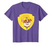 PAW Patrol Rubble Big Chest Shield Emblem T-Shirt, Kinder, Heidekrautlila, 104