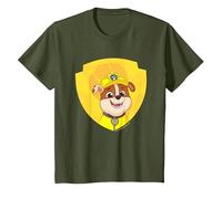 PAW Patrol Rubble Big Chest Shield Emblem T-Shirt, Kinder, Olivgrün, 104
