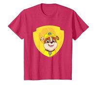 PAW Patrol Rubble Big Chest Shield Emblem T-Shirt, Kinder, Rot Meliert, 152