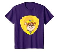 PAW Patrol Rubble Big Chest Shield Emblem T-Shirt, Kinder, Violett, 104