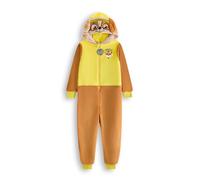 PAW PATROL Rubble Kinder Overall-Pyjama | Unisex Fleece-Einteiler mit Kapuze und 3D-Ohren | Braun-Gelb