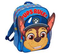 PAW PATROL Rucksack für Jungen, 3D-Plüsch, Chase, großer Rucksack, Schule, Kindergarten, Reisetasche mit Getränkehalter, blau, Einheitsgröße