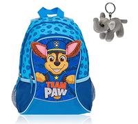 PAW Patrol Rucksack Mädchen Jungen Kinderrucksack, ab 3 Jahren mit flauschigen Ohren 20632 + Elefant-Anhänger (Chase Blau 0600)