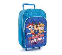 Paw Patrol Rucksack mit Rollen für Kleine Jungen 3 4 5 6 Jahre - Kindergarten Rollrucksack Helfer auf 4 Pfoten mit Abnehmbaren Rädern - Kinder Trolley Vorschule Marshall Chase Rubble - 36x24x12 cm