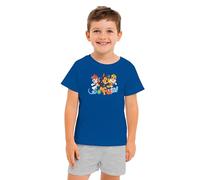 Paw Patrol Schlafanzug für Jungen - So fun! Kinder Pyjama Set Kurzarm Oberteil mit Hose Blau/Grau (as3, numeric, numeric_122, numeric_128, regular, 122-128)