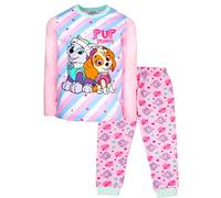 Paw Patrol Schlafanzug für Kinder, langärmelig, 100 % Baumwolle, offizielles Lizenzprodukt, pink gestreift, 3-4 Jahre