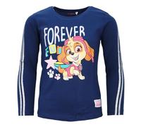 Paw Patrol Skye Mädchen Langarmshirt „Forever Fun“ - Offizielles Lizenzprodukt - 100 % Baumwolle - Größen 98-128 - Navy oder Rosé, Farbe: Dunkelblau, Bekleidungsgröße: 128