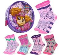 PAW PATROL Socken Mädchen Kleinkinder, Weich Atmungsaktive Bunte Kindersocken, Kawaii Geschenke für Mädchen (Lila/Rosa, 23-25 EU)