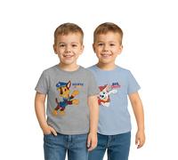 Paw Patrol T-Shirt für Jungen Oberteil Kinder Shirt kurzärmlig Blau/Grau (2er Pack) (DE/NL/SE/PL, Numerisch, 110, 116, Regular)