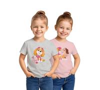 Paw Patrol T-Shirt für Mädchen Oberteil Kinder Shirt kurzärmlig Rosa/Grau (2er Pack) (DE/NL/SE/PL, Numerisch, 122, 128, Regular)