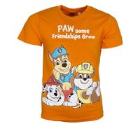 Paw Patrol T-Shirt Jungen mit Chase Rubble Marshall - Kurzarm-Shirt mit „Pawsome Friendships Grow“-Print - 100 % Baumwolle - Größen 92-128, Farbe: Orange, Bekleidungsgröße: 92