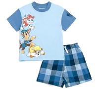 Paw Patrol T-Shirt und karierte Shorts, Outfit-Set für Kleinkinder roße Kinder, Größen (2T - 10-12), Blau, 10-12