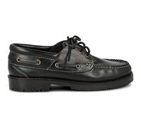 PAYMA - Herren Damen Kinder Bootsschuhe Segelschuhe Mokassins aus Seahorse Geölt Leder 3 Eye Classic Docksides. Gummisohle. Schnürsenkel.Farben: Schwarz. Größe EU 46