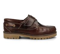 PAYMA - Herren Damen Kinder Bootsschuhe Segelschuhe Mokassins aus Seahorse Geölt Leder 3 Eye Classic Docksides. Gummisohle. Klettverschluss. Farben: Klettverschluss Braun. Größe EU 41