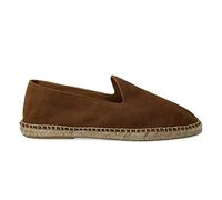 PAYMA - Herren Leder Espadrilles Sommerpantoffeln. Wildleder Mokassin Loafer Sandalen. Freizeitschuhe. Sommerschuhe für Herren. Gummi und Jute Schuhboden. Farbe: Braun Glatt. Größe: EU 45