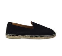 PAYMA - Herren Leder Espadrilles Sommerpantoffeln. Wildleder Mokassin Loafer Sandalen. Freizeitschuhe. Sommerschuhe für Herren. Gummi und Jute Schuhboden. Farbe: Marineblau Glatt. Größe: EU 46