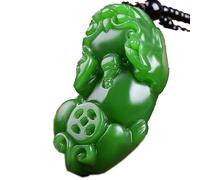 PAYNAN Chinesische grüne Jade-Geld-Pixiu-Anhänger, handgeschnitzte Halskette, modisches Amulett, Stoff Stoff Lac Spitzen-Stoff-Stein, Jade