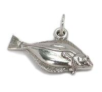 Pazifischer Heilbutt Sterling Silber Charm .925 x 1 Ozean Seefisch Charms