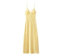 PBHGMGEBLV Elegantes Damen Sling Kleid Sexy Rückenfrei Ärmellos V-Ausschnitt Kleid Sommer Chic Lady Partywear(Yellow,S)