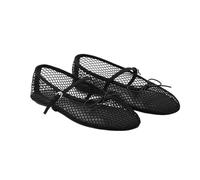 PBHGMGEBLV Mesh Sommer Ballerinas Schuhe Frauen Schnalle Riemen Atmungsaktive Flats Schuhe Damen Mary Janes Schuhe(Black,40EU)