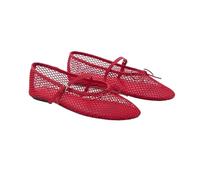 PBHGMGEBLV Mesh Sommer Ballerinas Schuhe Frauen Schnalle Riemen Atmungsaktive Flats Schuhe Damen Mary Janes Schuhe(Red,39EU)