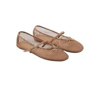 PBHGMGEBLV Mesh Sommer Ballerinas Schuhe Frauen Schnalle Riemen Atmungsaktive Flats Schuhe Damen Mary Janes Schuhe(Khaki,39EU)