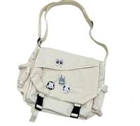 Pbkabiug Süße Nylon-Umhängetasche für Damen, Kawaii-Schultertasche, Umhängetasche mit Kawaii-Zubehör, ästhetische Tragetasche, White Chapter