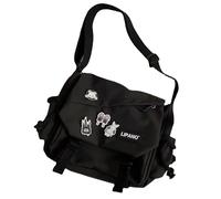 Pbkabiug Süße Nylon-Umhängetasche für Damen, Kawaii-Schultertasche, Umhängetasche mit Kawaii-Zubehör, ästhetische Tragetasche, Black Chapter