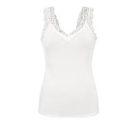 Pieces Spitzentop Barbera Lace – Viskose‑Mix, Slim Fit – Weiß, Gr. M